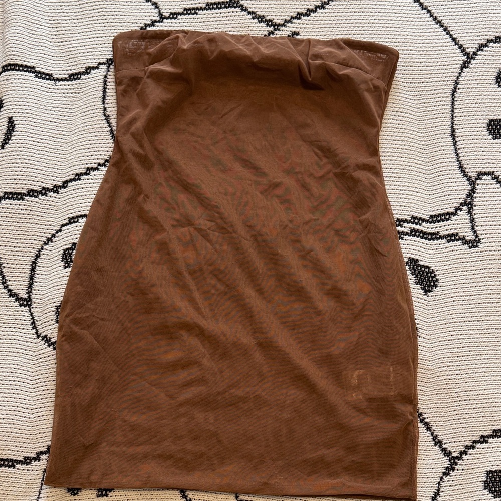 Oh Polly Tan Strapless Dress